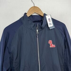 Ole Miss Jacket Men's Large Tall Blue Full Zip Performance Tech Rebels NEW